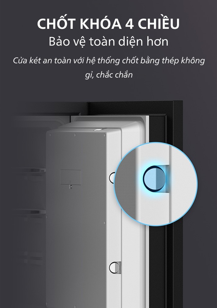 Hệ thống chốt trang bị tr&ecirc;n cả 4 chiều của c&aacute;nh cửa