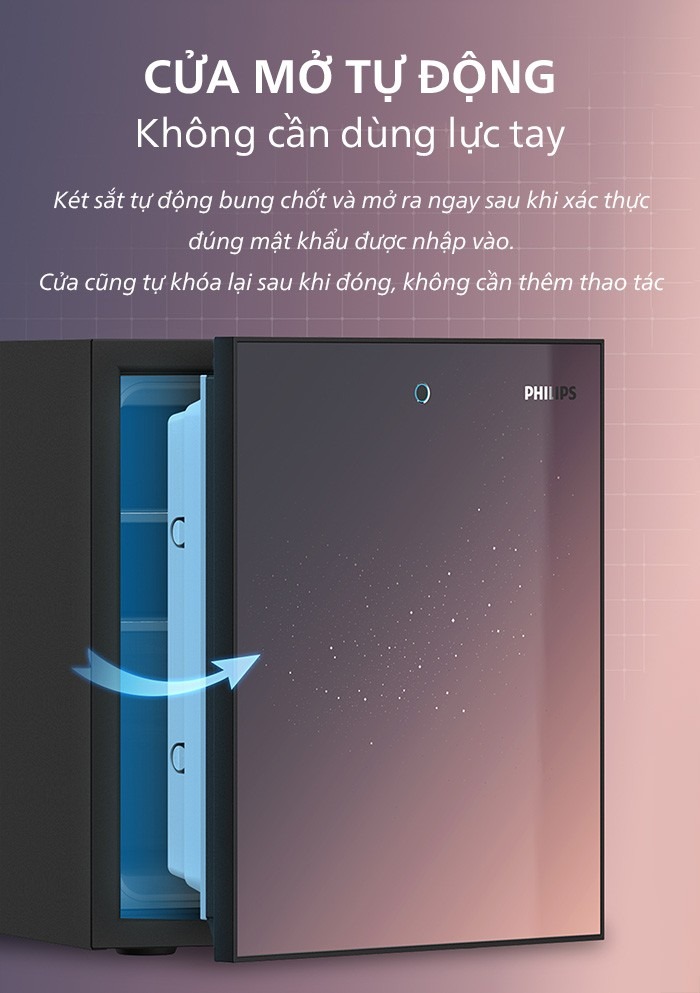 C&aacute;nh cửa tự động thu chốt về v&agrave; mở ra khi nhập đ&uacute;ng mật khẩu